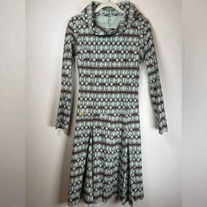 Skunkfunk SKFK Geometric Print Drop Waist Cowl Neck Dress Women’s Size XS (2)